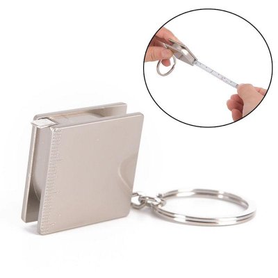 3.3*3.3*1 cm Metal Tape Measure Keychain Portable Keyring Ruler Multifunction Decoration Gift