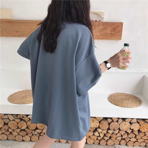 Hong Kong Style Super Fire Cec Short-sleeved T-shirt Female Korean Style Tide Ins Hong Kong Style Lazy Style Loose Top