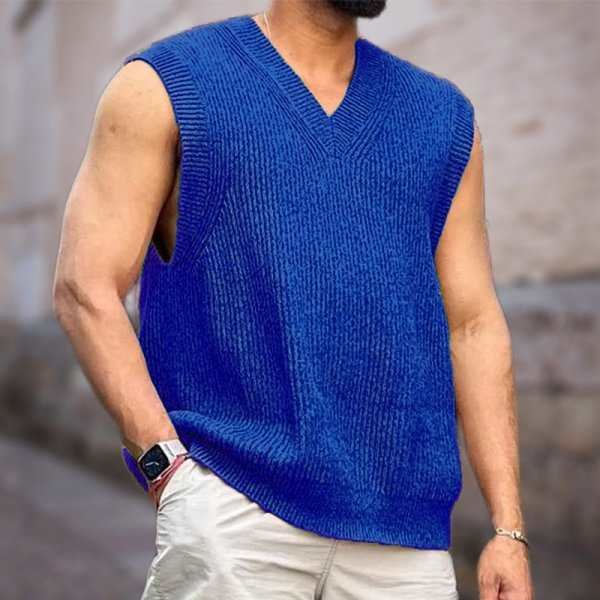 Knitwear Street Slim Fit V-neck Sleeveless Vest